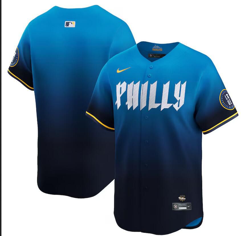 Men Custom Philadelphia Phillies Nike Blue 2024 City Connect Limited Jersey